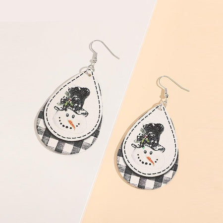 Snowman PU Leather Dangle Earrings - S. M. & Co.