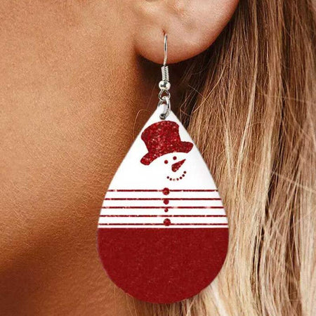 Snowman PU Leather Dangle Earrings - S. M. & Co.