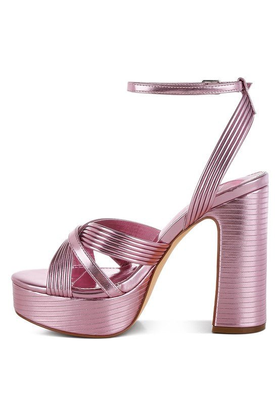 Socialite Metallic Ankle Strap Heel Sandals - S. M. & Co.