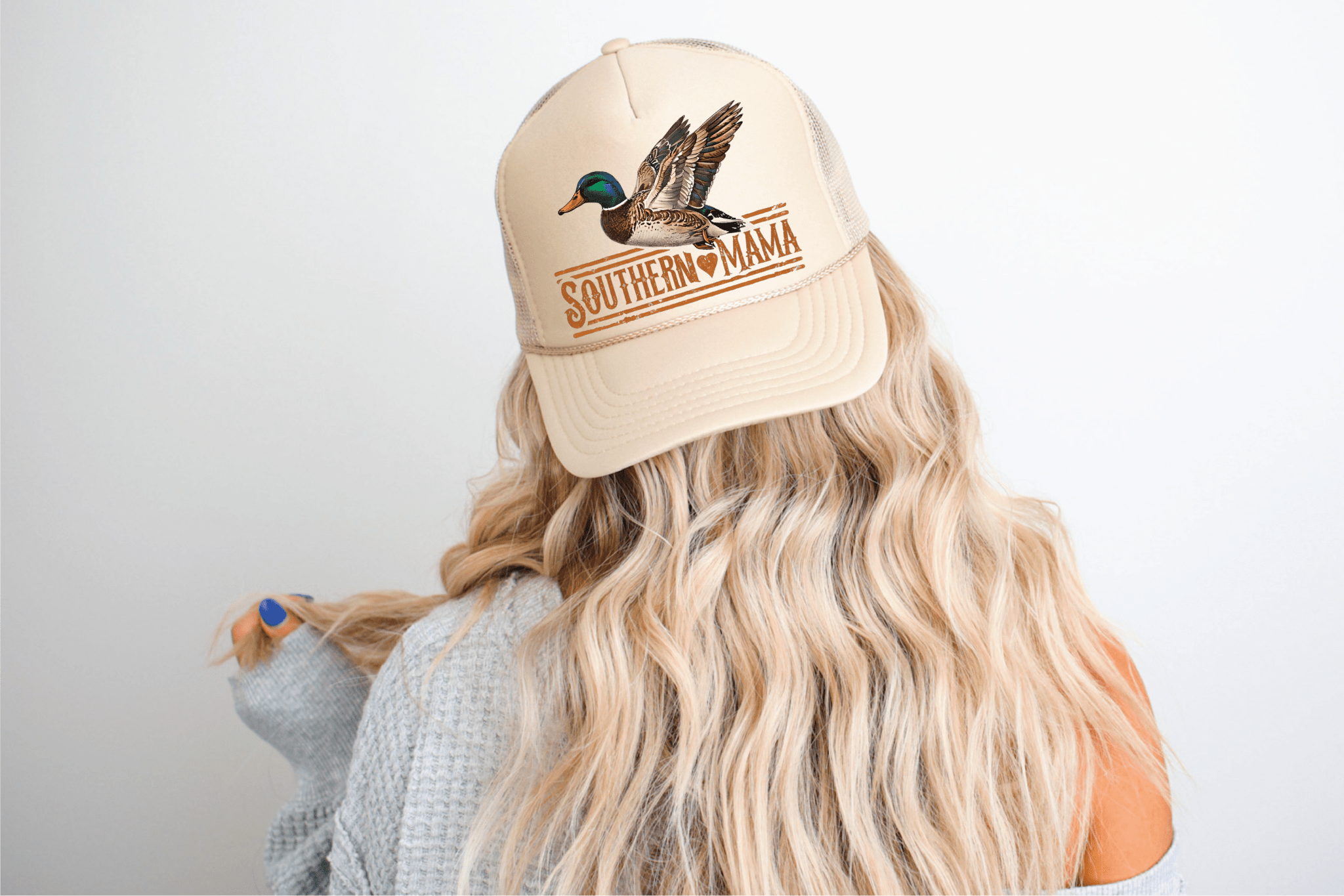 Southern Mama DTF Printed Tan Trucker Hat - S. M. & Co.