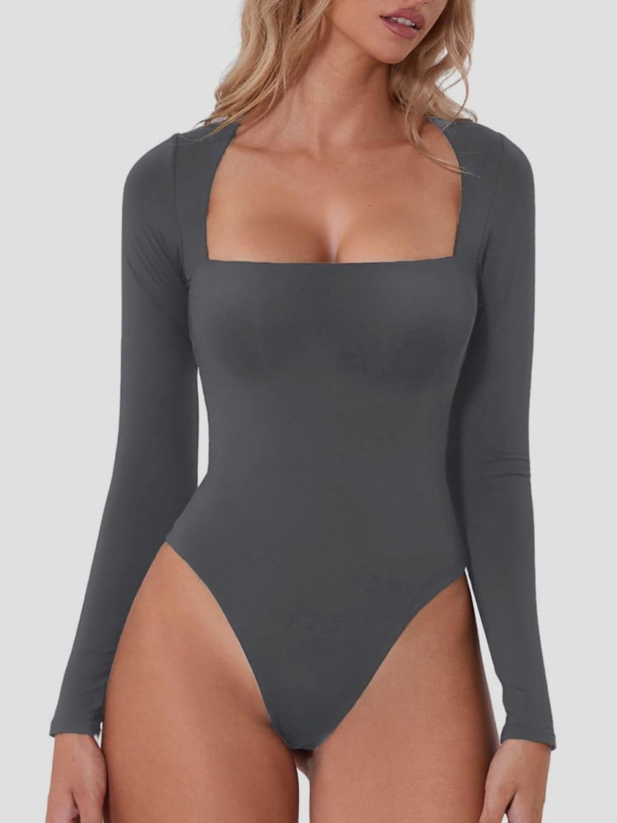 Square Neck Long Sleeve Bodysuit - S. M. & Co.