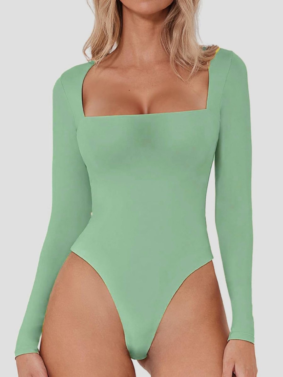 Square Neck Long Sleeve Bodysuit - S. M. & Co.