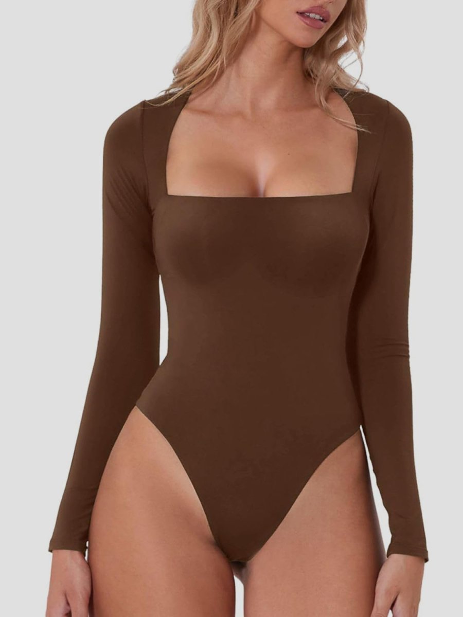 Square Neck Long Sleeve Bodysuit - S. M. & Co.