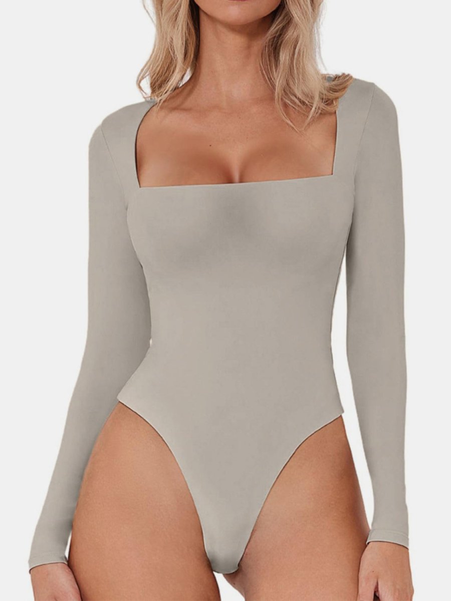 Square Neck Long Sleeve Bodysuit - S. M. & Co.