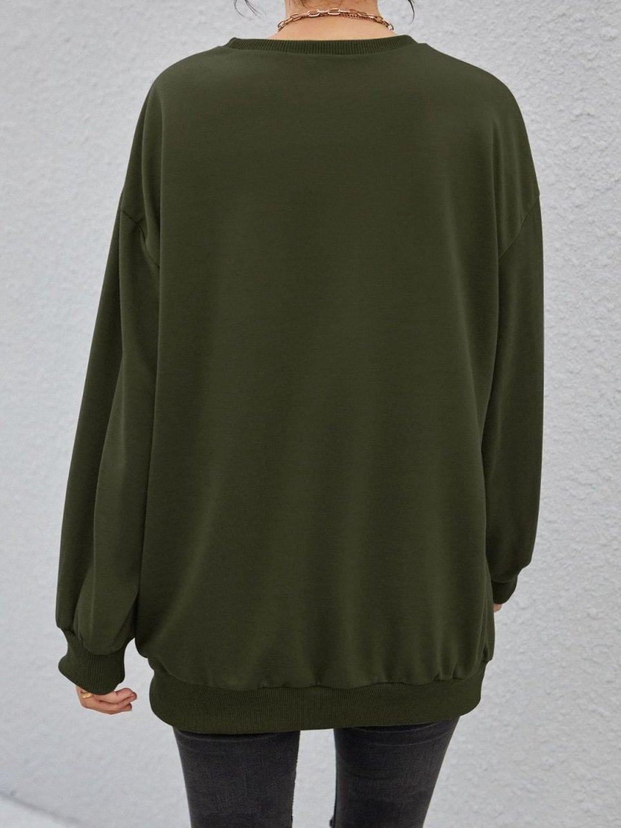 Stereoscopic Letter Round Neck Long Sleeve Sweatshirt - S. M. & Co.