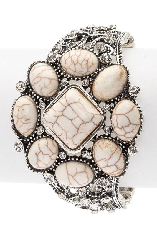 Stone Designed Western Vintage Stretch Bracelet - S. M. & Co.