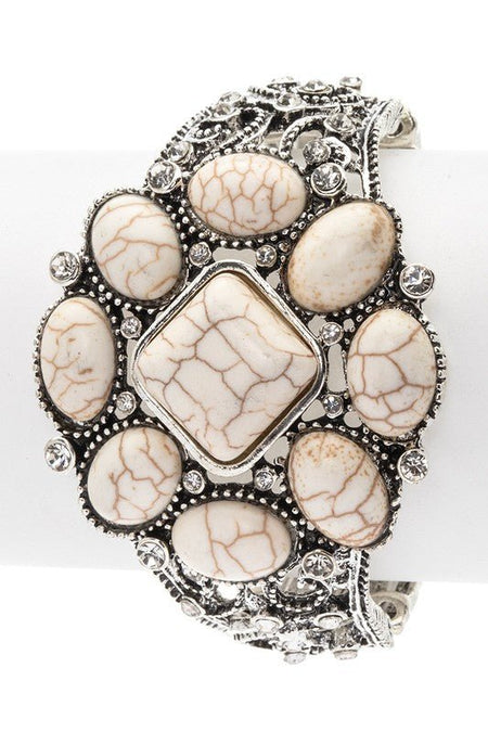 Stone Designed Western Vintage Stretch Bracelet - S. M. & Co.