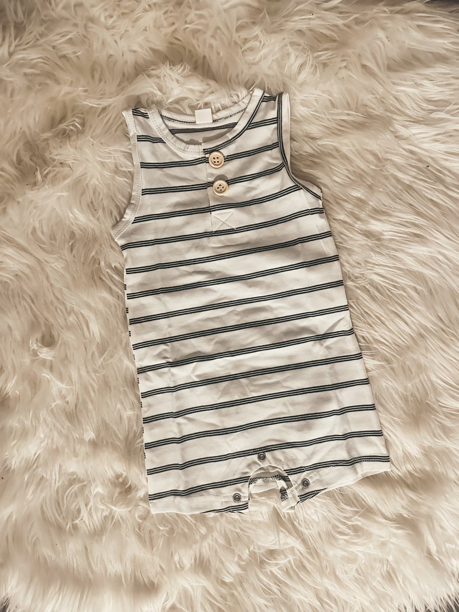 Striped Button Tank Romper RTS - S. M. & Co.