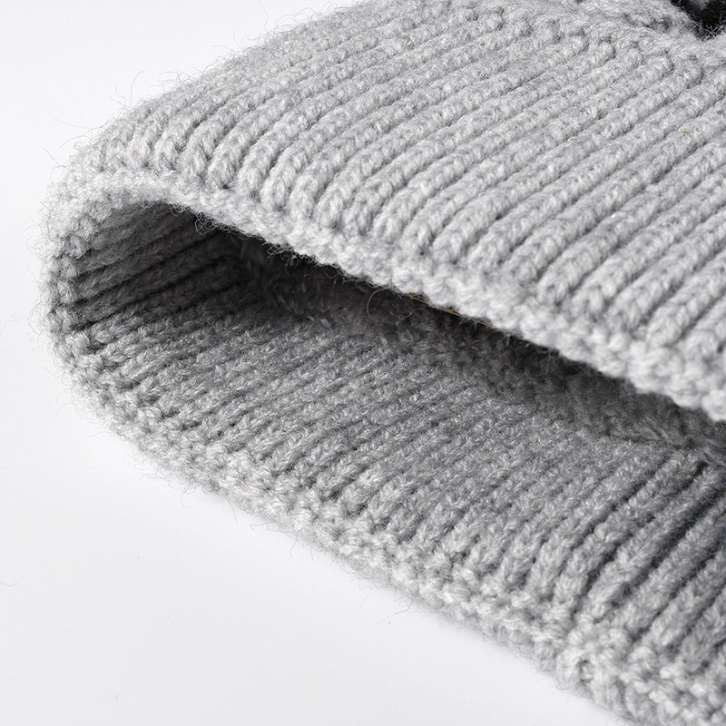 Striped Contrast Knit Hat with Pom - pom - S. M. & Co.