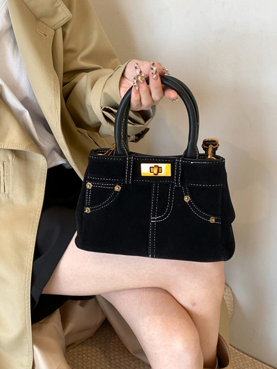 Suede Adjustable Strap Double - Use Handbag - S. M. & Co.