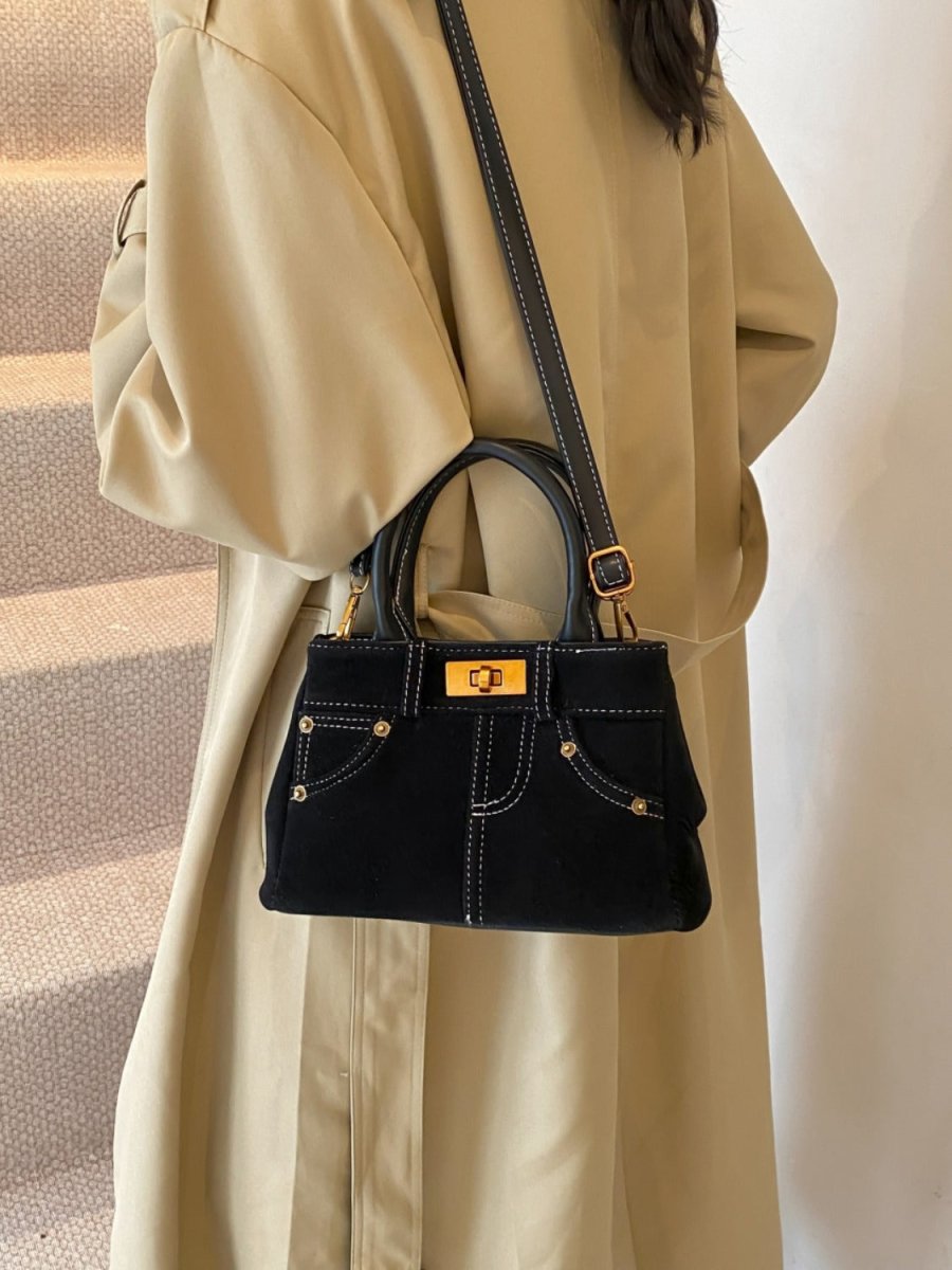 Suede Adjustable Strap Double - Use Handbag - S. M. & Co.