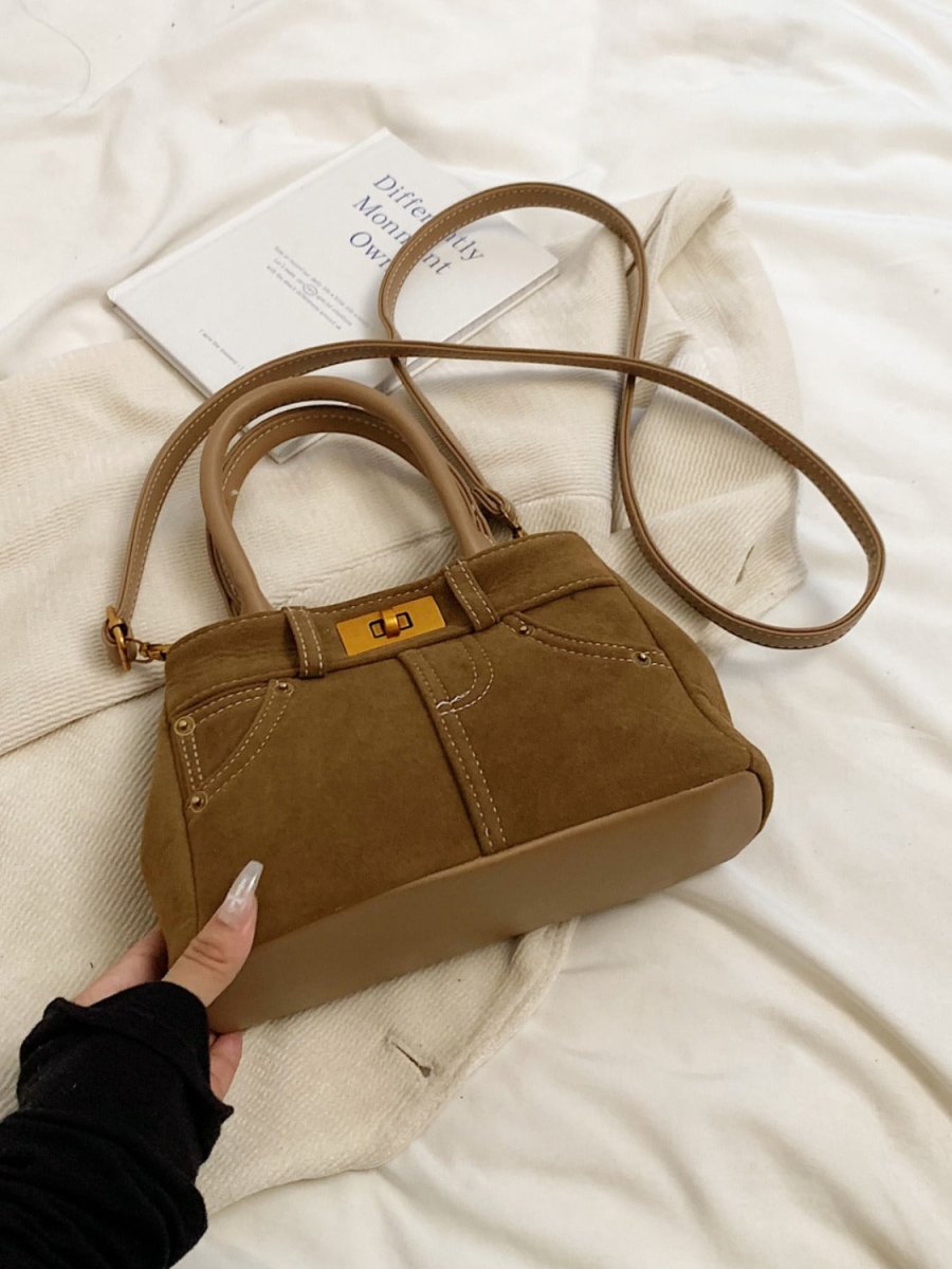 Suede Adjustable Strap Double - Use Handbag - S. M. & Co.