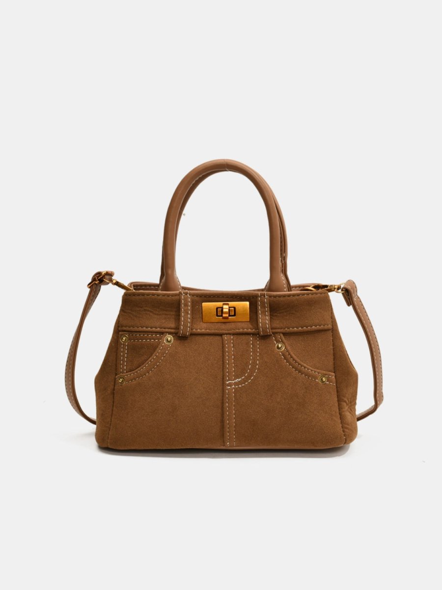 Suede Adjustable Strap Double - Use Handbag - S. M. & Co.