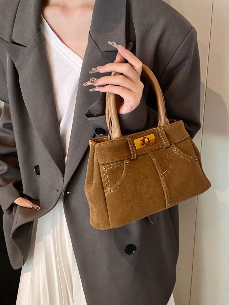 Suede Adjustable Strap Double - Use Handbag - S. M. & Co.