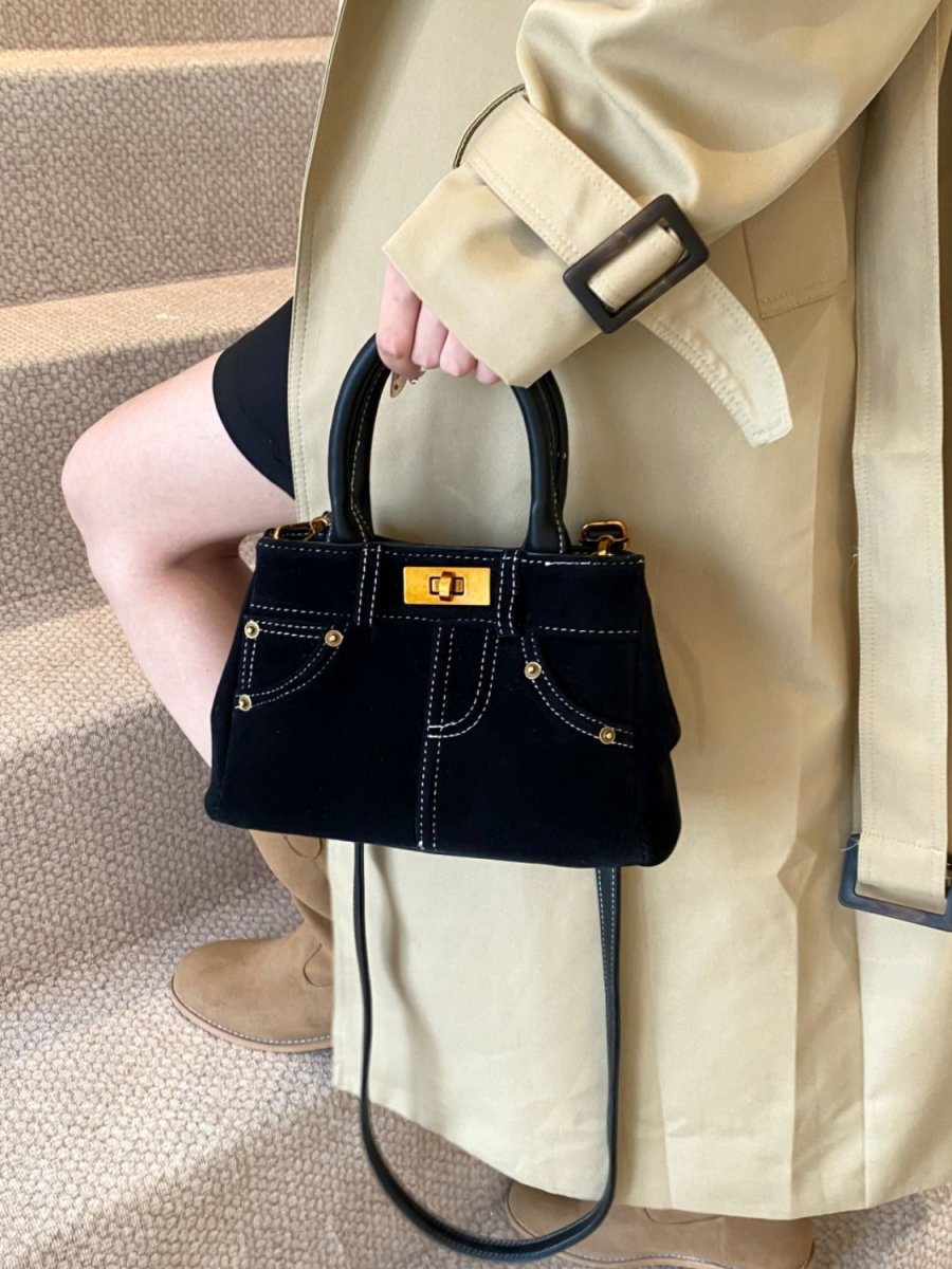 Suede Adjustable Strap Double - Use Handbag - S. M. & Co.