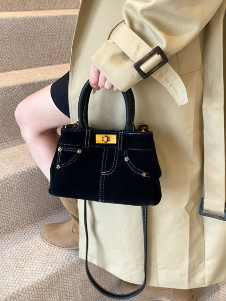 Suede Adjustable Strap Double - Use Handbag - S. M. & Co.