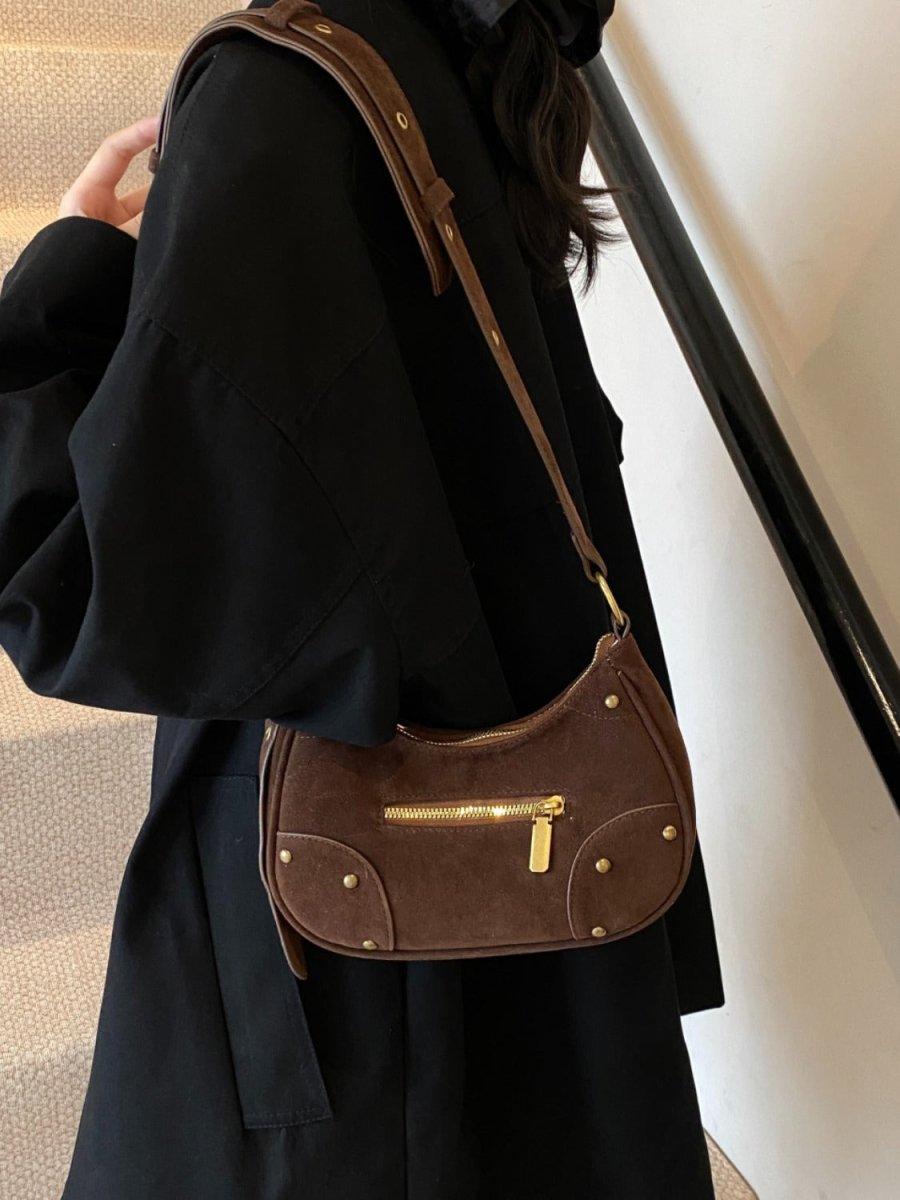 Suede Adjustable Strap Shoulder Bag - S. M. & Co.