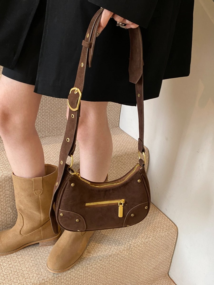 Suede Adjustable Strap Shoulder Bag - S. M. & Co.