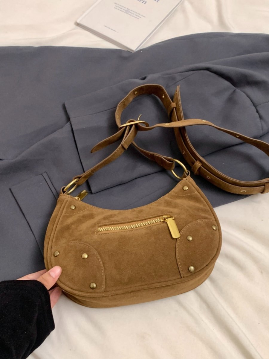 Suede Adjustable Strap Shoulder Bag - S. M. & Co.