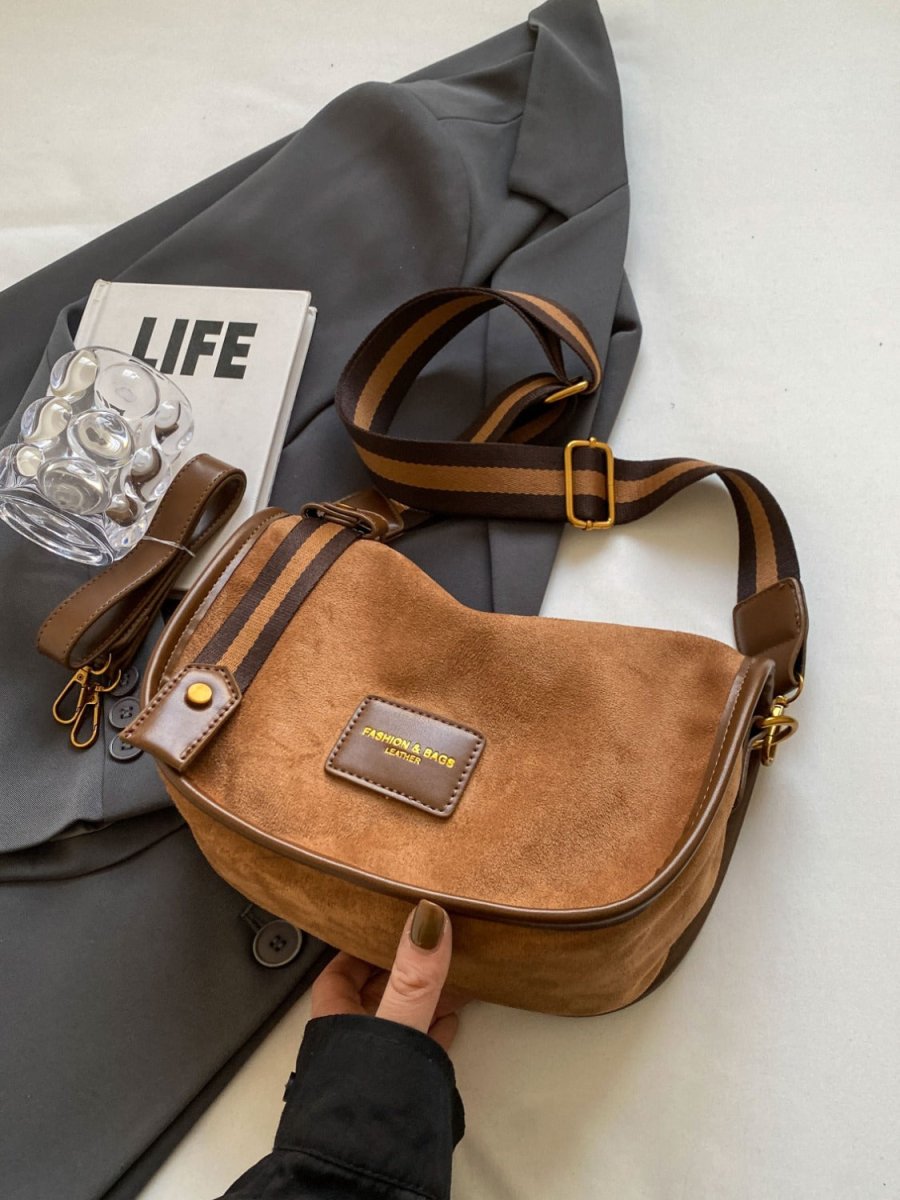 Suede Adjustable Strap Shoulder Bag - S. M. & Co.