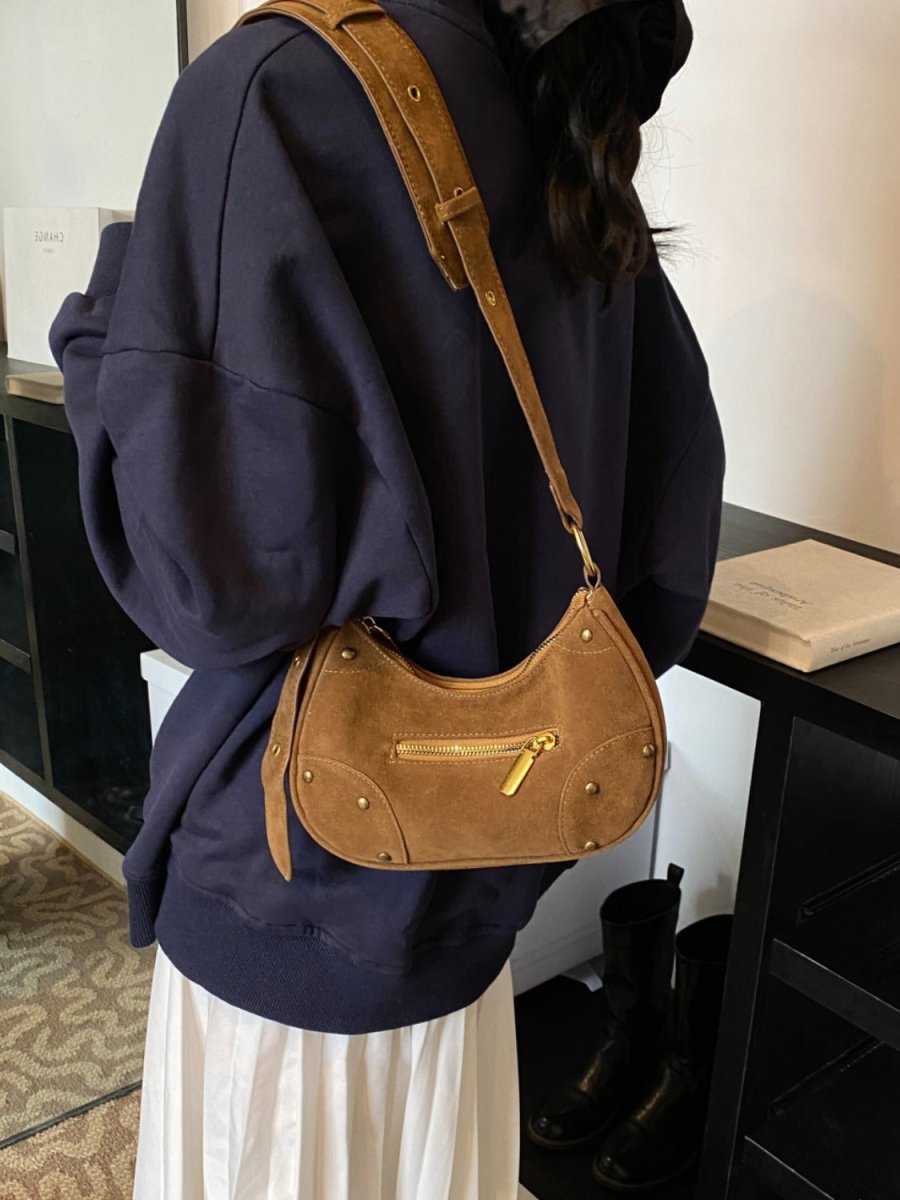 Suede Adjustable Strap Shoulder Bag - S. M. & Co.