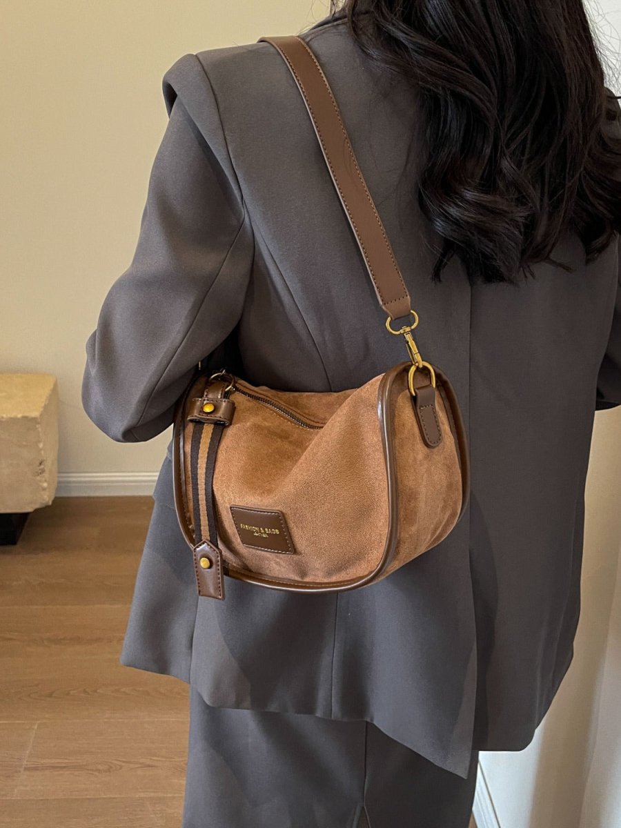 Suede Adjustable Strap Shoulder Bag - S. M. & Co.