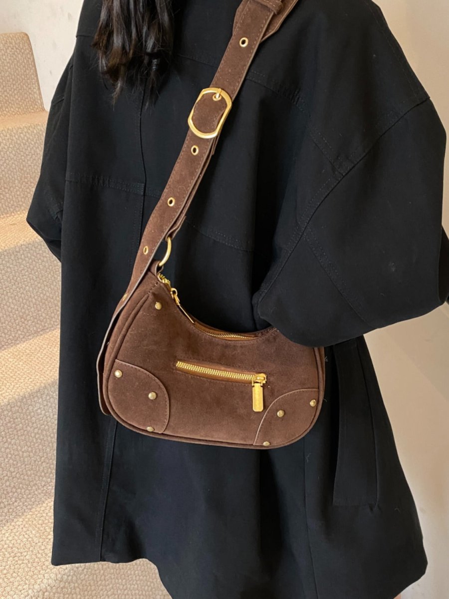 Suede Adjustable Strap Shoulder Bag - S. M. & Co.