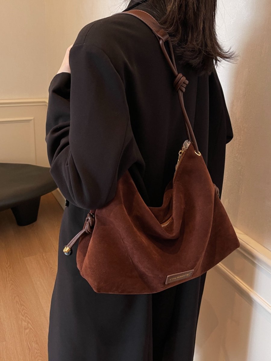 Suede Large Shoulder Bag - S. M. & Co.