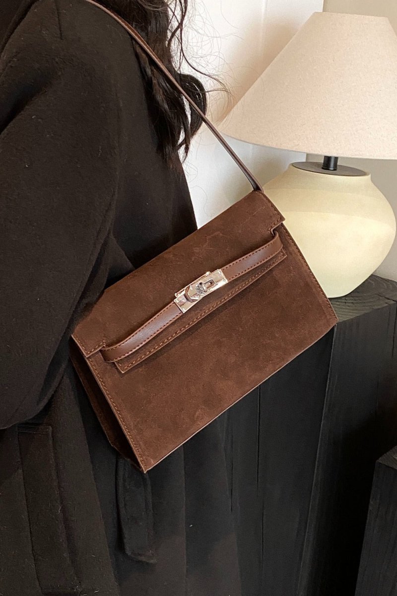 Suede PU Leather Strap Shoulder Bag - S. M. & Co.