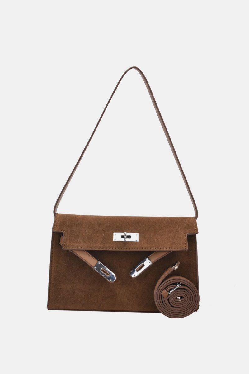 Suede PU Leather Strap Shoulder Bag - S. M. & Co.