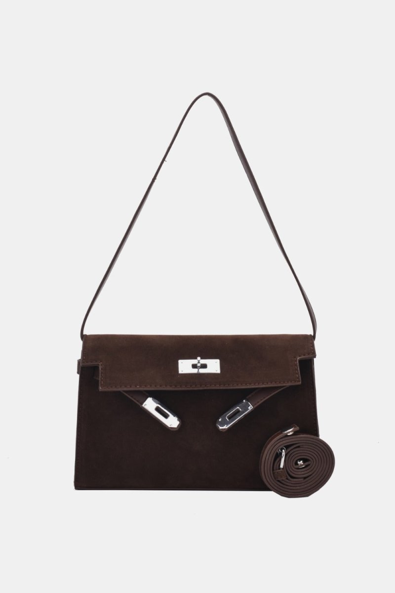 Suede PU Leather Strap Shoulder Bag - S. M. & Co.