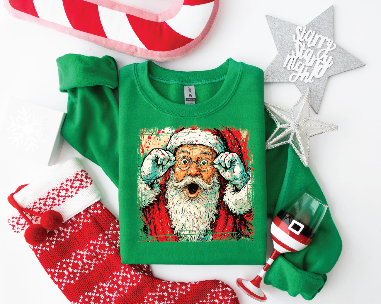 Surprised Santa Sweatshirt or Tshirt