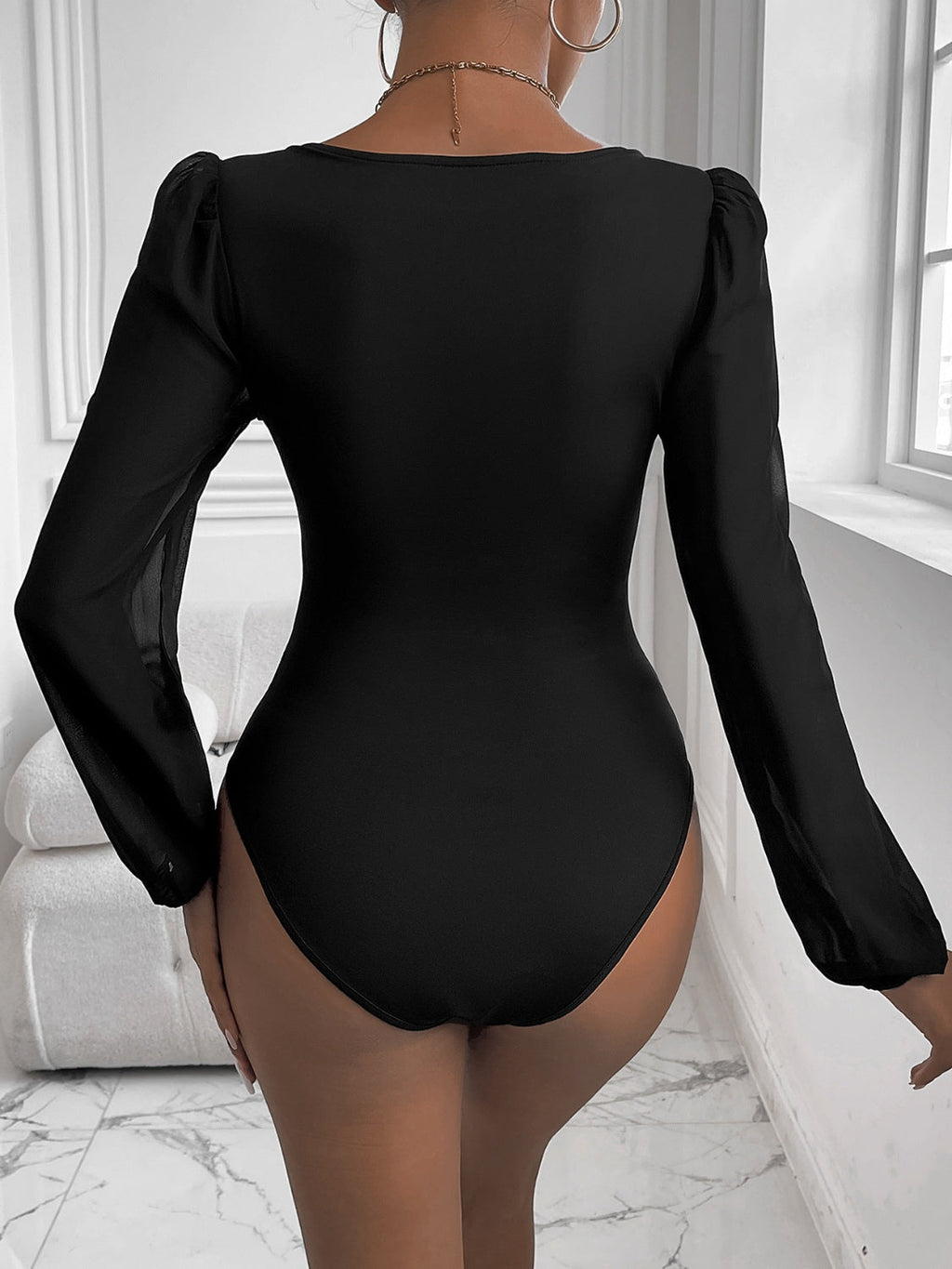 Sweetheart Neck Long Sleeve Bodysuit - S. M. & Co.