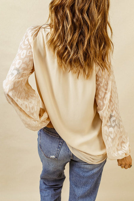 Tassel Tie Neck Long Sleeve Blouse - S. M. & Co.