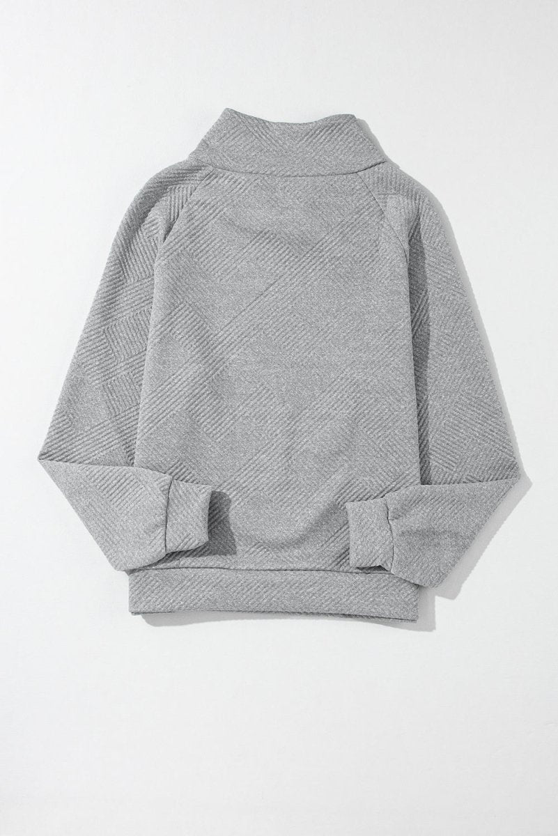 Textured Turtleneck Long Sleeve Sweatshirt - S. M. & Co.