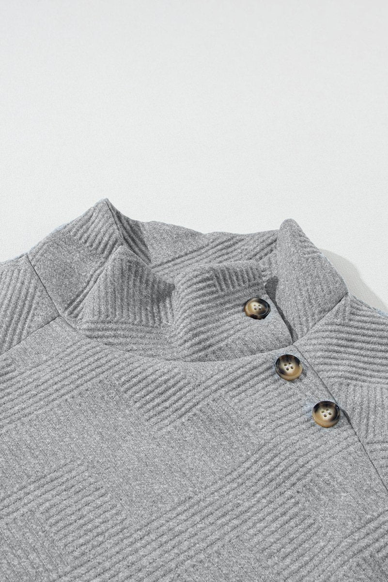 Textured Turtleneck Long Sleeve Sweatshirt - S. M. & Co.