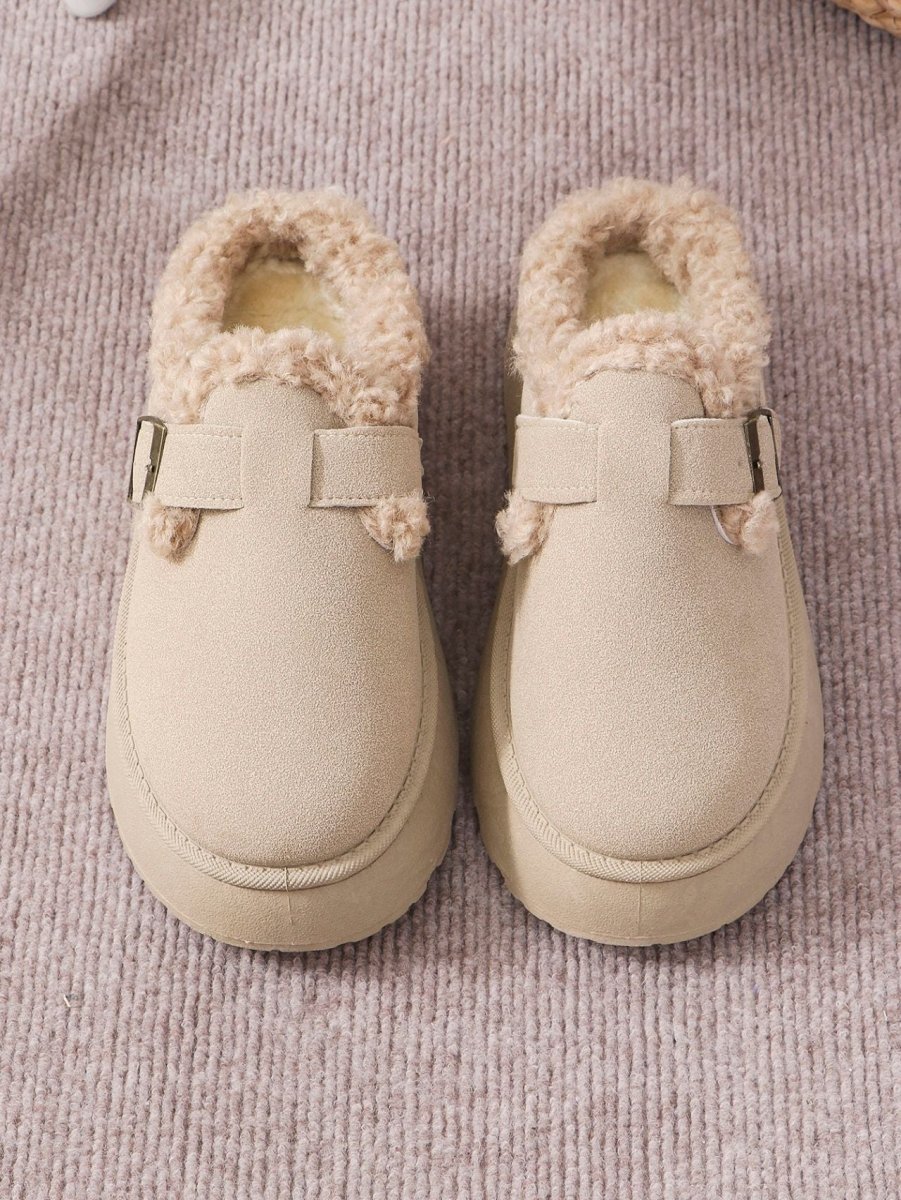 Thermal Fuzzy Buckle Platform Slippers - S. M. & Co.