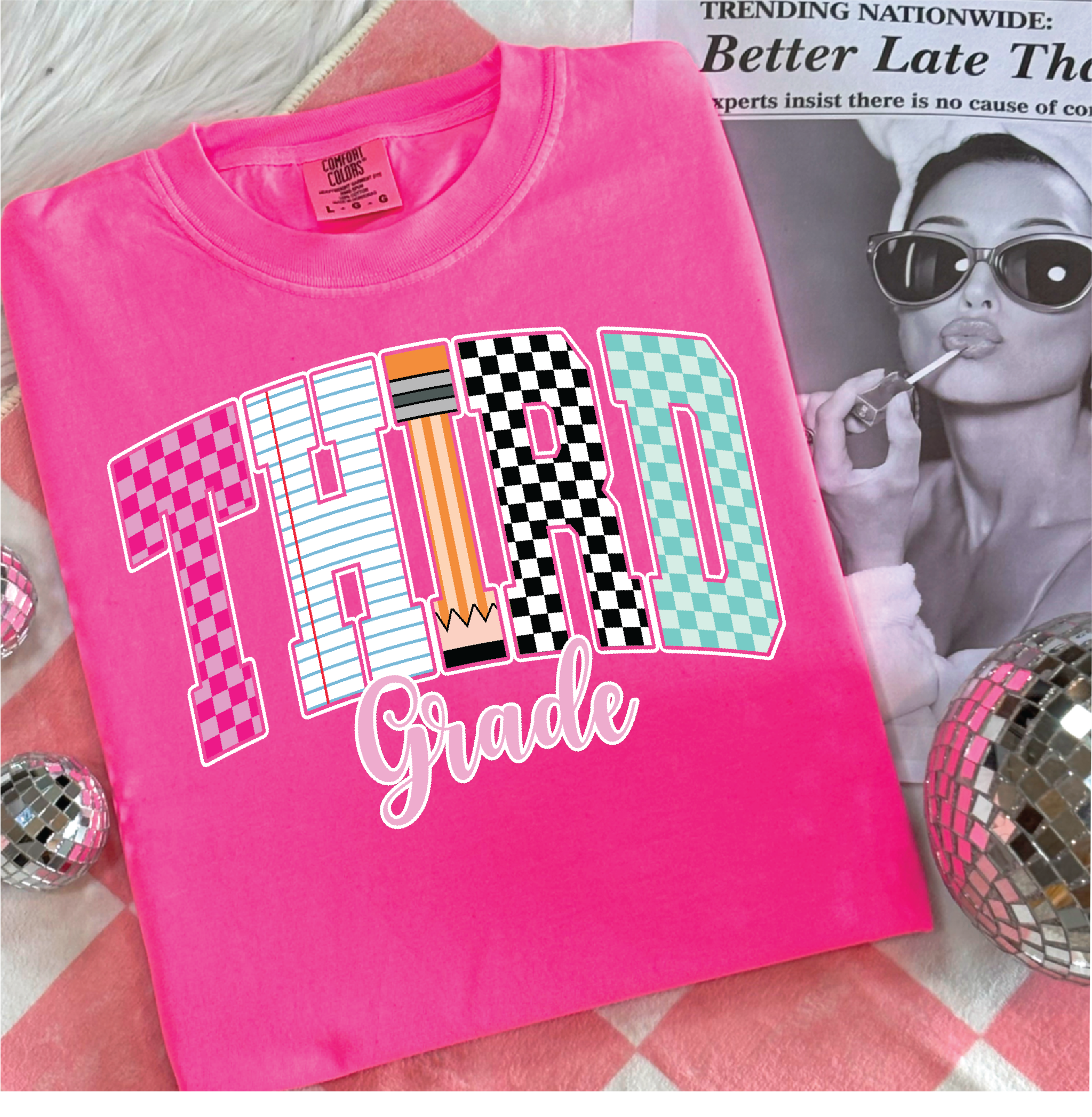 Third Grade Checkered Graphic Tee