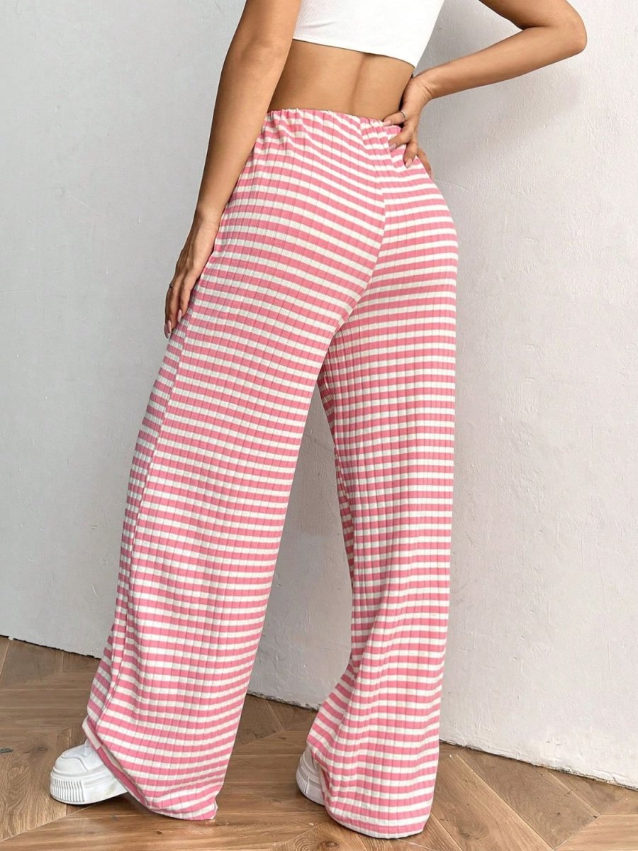 Tied Striped Wide Leg Pants - S. M. & Co.