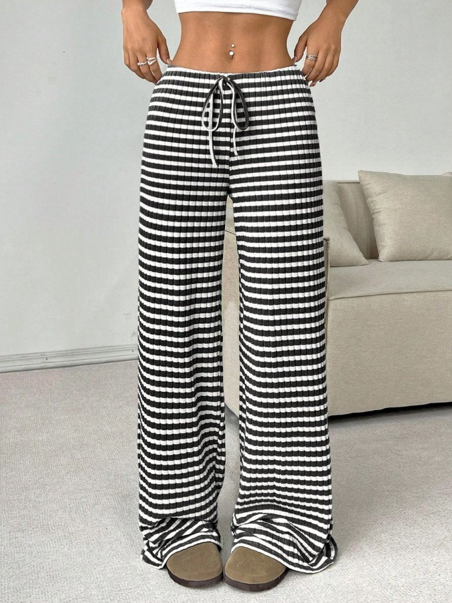 Tied Striped Wide Leg Pants - S. M. & Co.