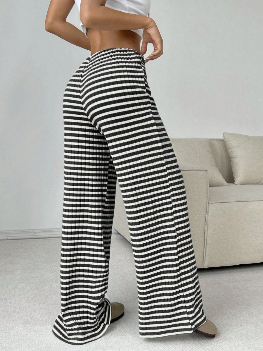 Tied Striped Wide Leg Pants - S. M. & Co.