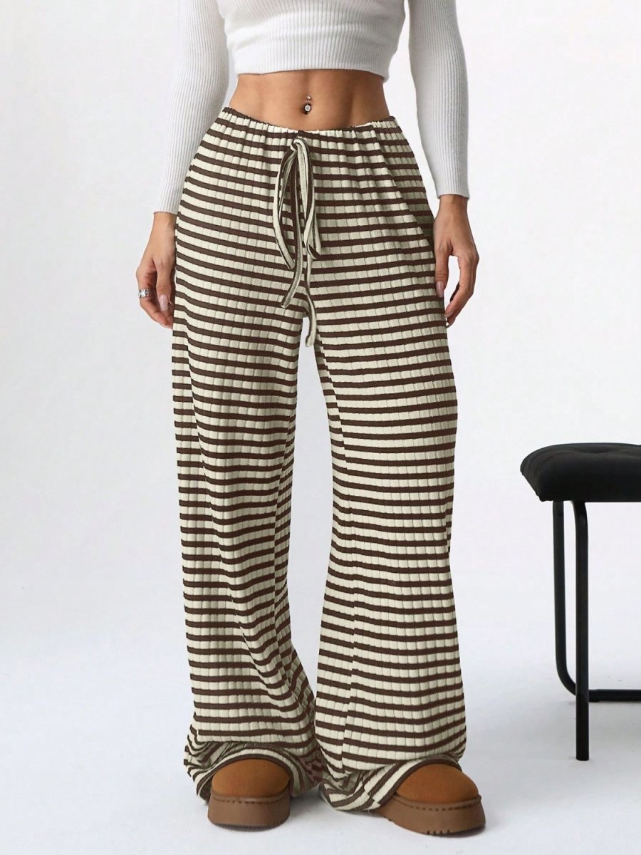 Tied Striped Wide Leg Pants - S. M. & Co.