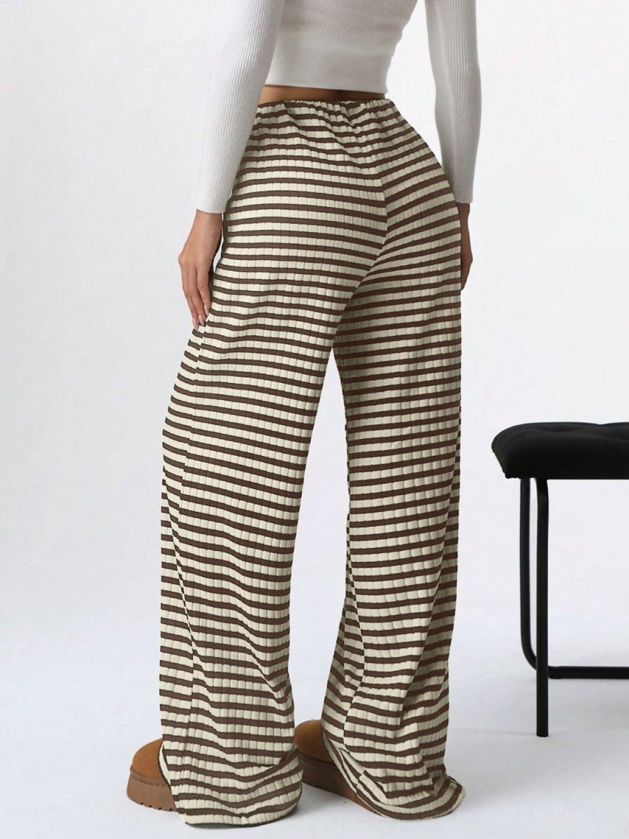 Tied Striped Wide Leg Pants - S. M. & Co.