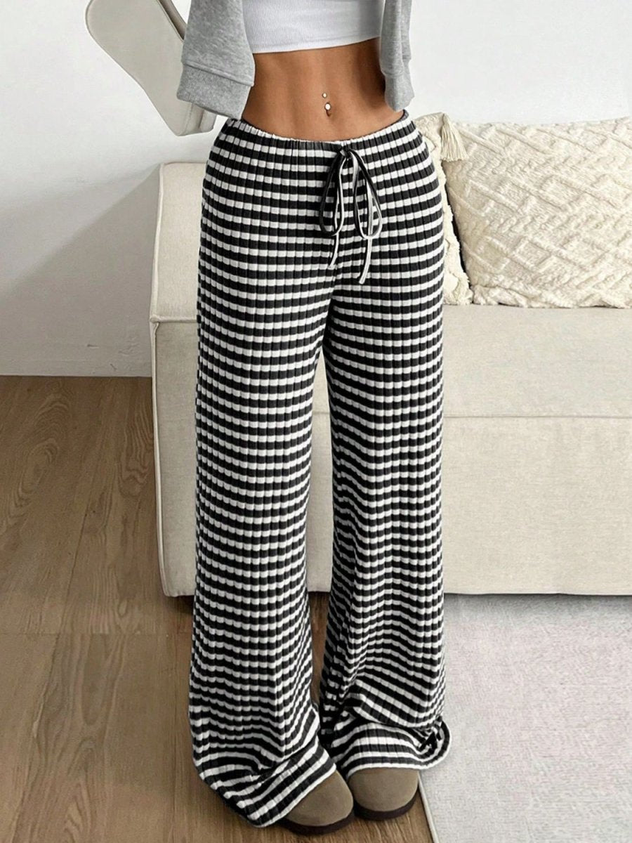 Tied Striped Wide Leg Pants - S. M. & Co.