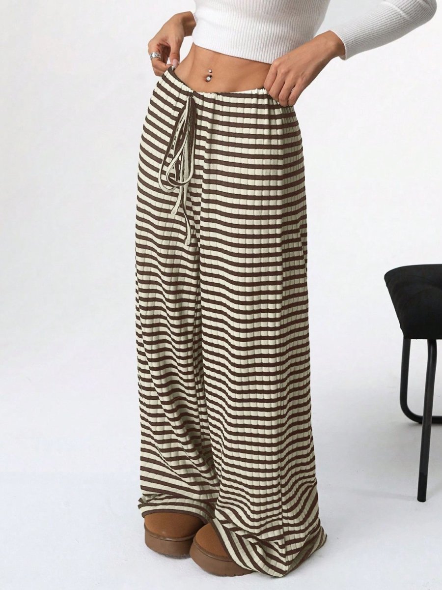 Tied Striped Wide Leg Pants - S. M. & Co.