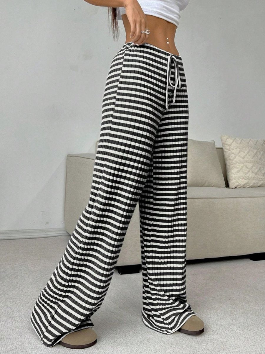 Tied Striped Wide Leg Pants - S. M. & Co.