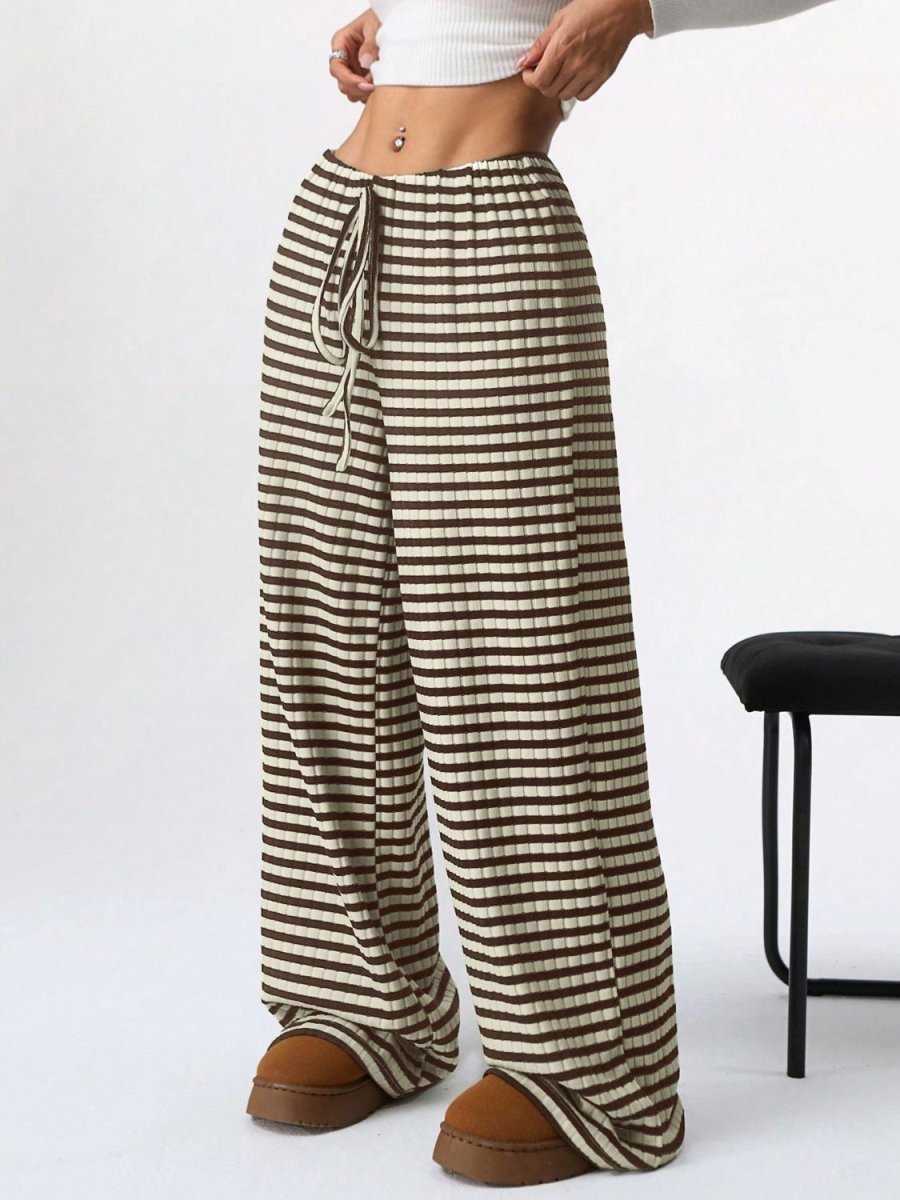 Tied Striped Wide Leg Pants - S. M. & Co.