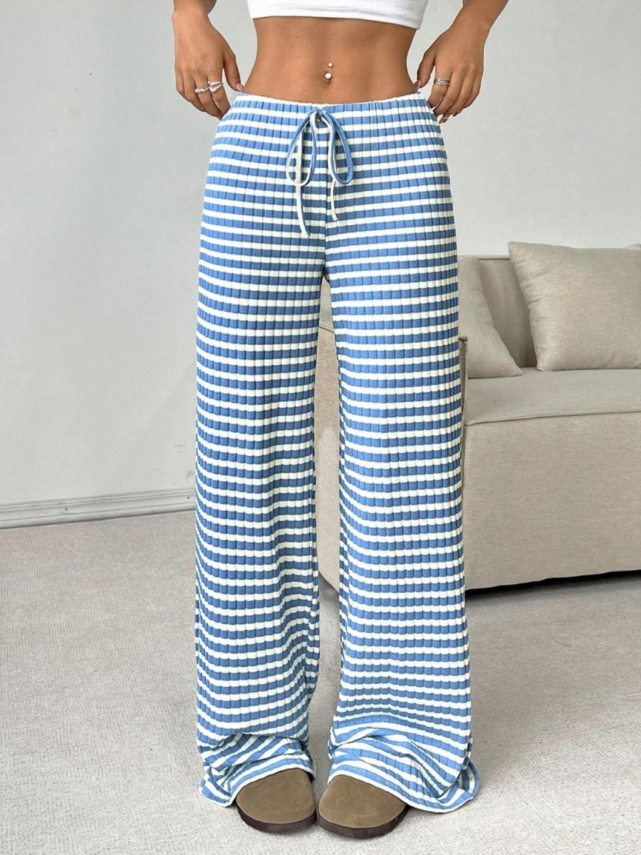 Tied Striped Wide Leg Pants - S. M. & Co.