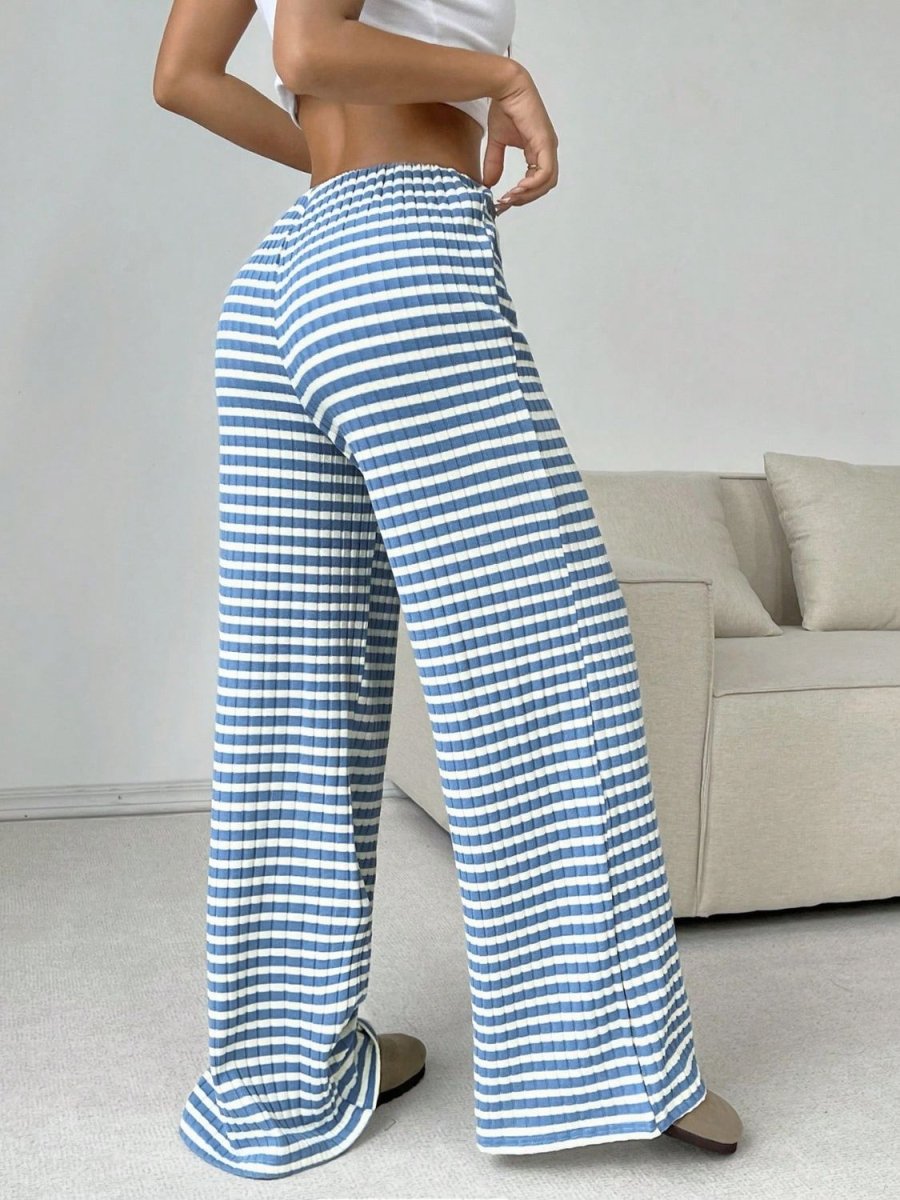 Tied Striped Wide Leg Pants - S. M. & Co.