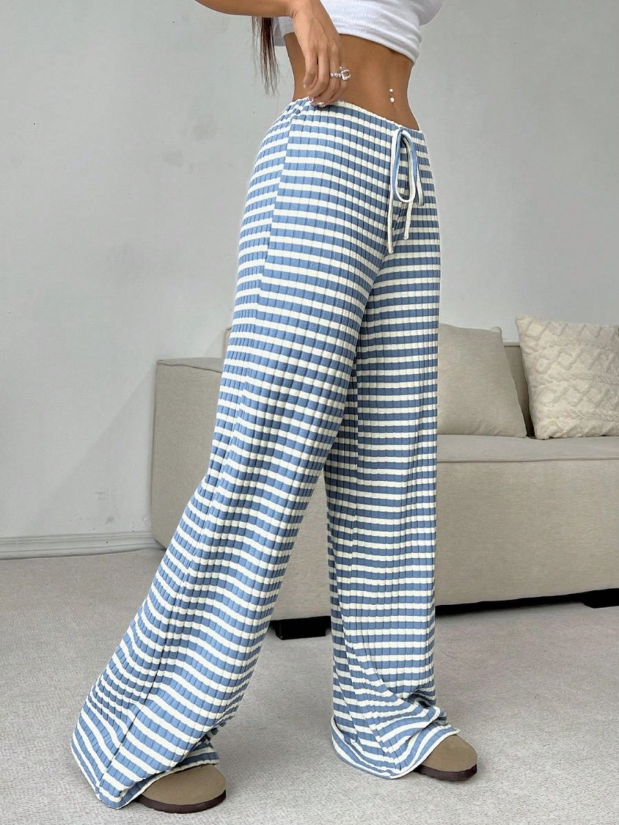 Tied Striped Wide Leg Pants - S. M. & Co.